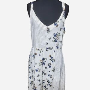 BeBop A-line Dress Womens XL Mini White Floral Boho Spring Zipped Back Coquette